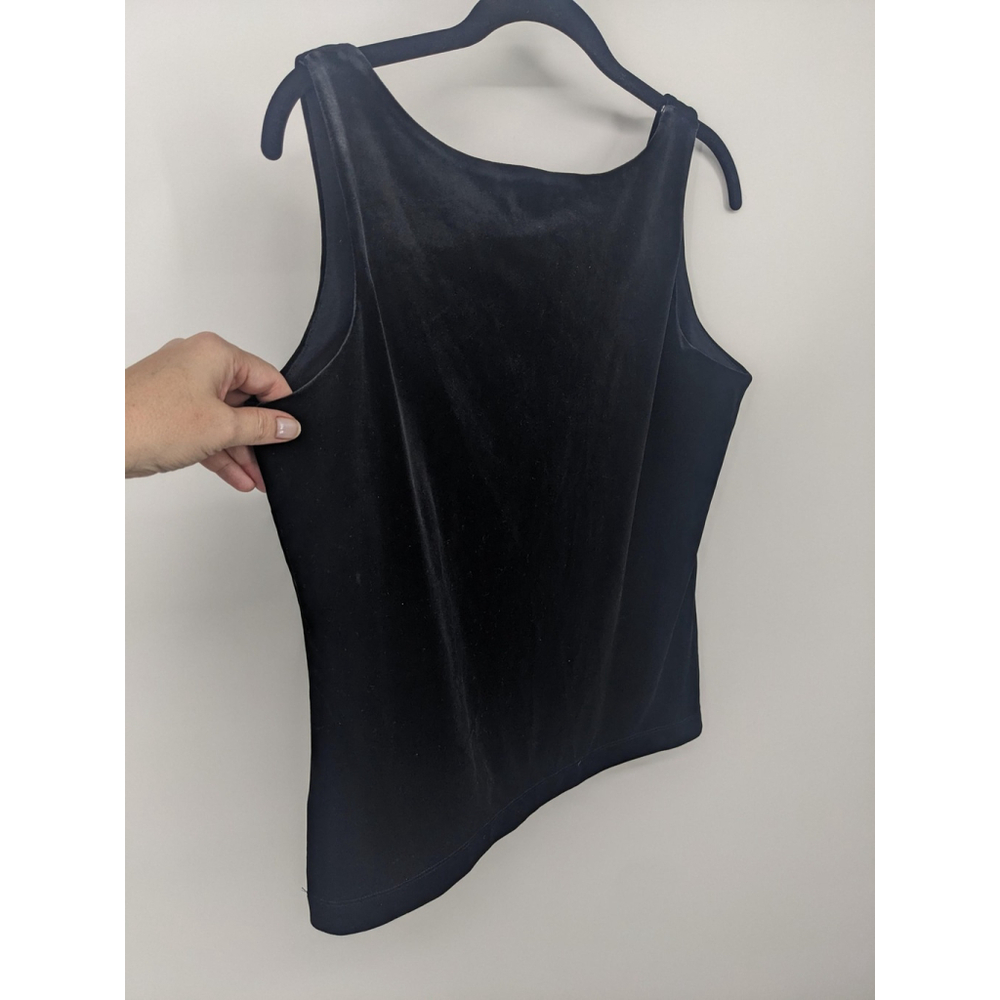 Eddie Bauer Tank Top Womens Large Black Stretch Velvet Shelf Bra NWT Camisole - Picture 3 of 8